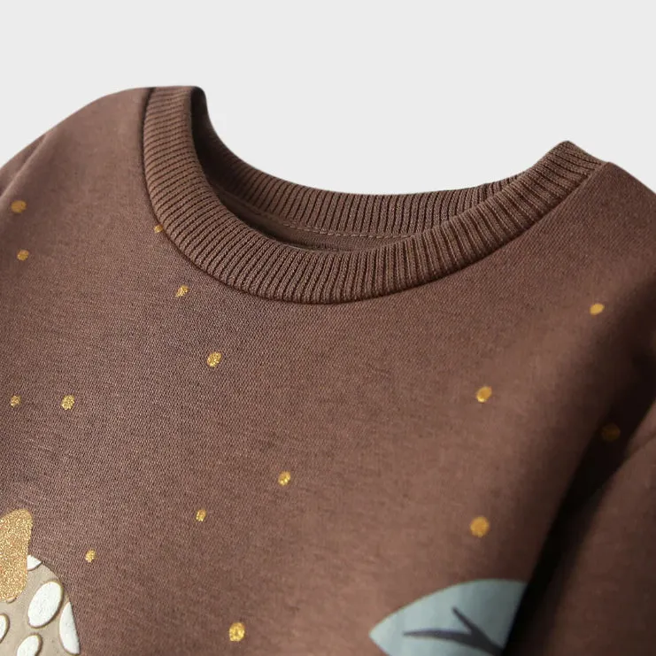 IN - Girls 'Brown' Animal Printed Fleece Sweatshirt IN438