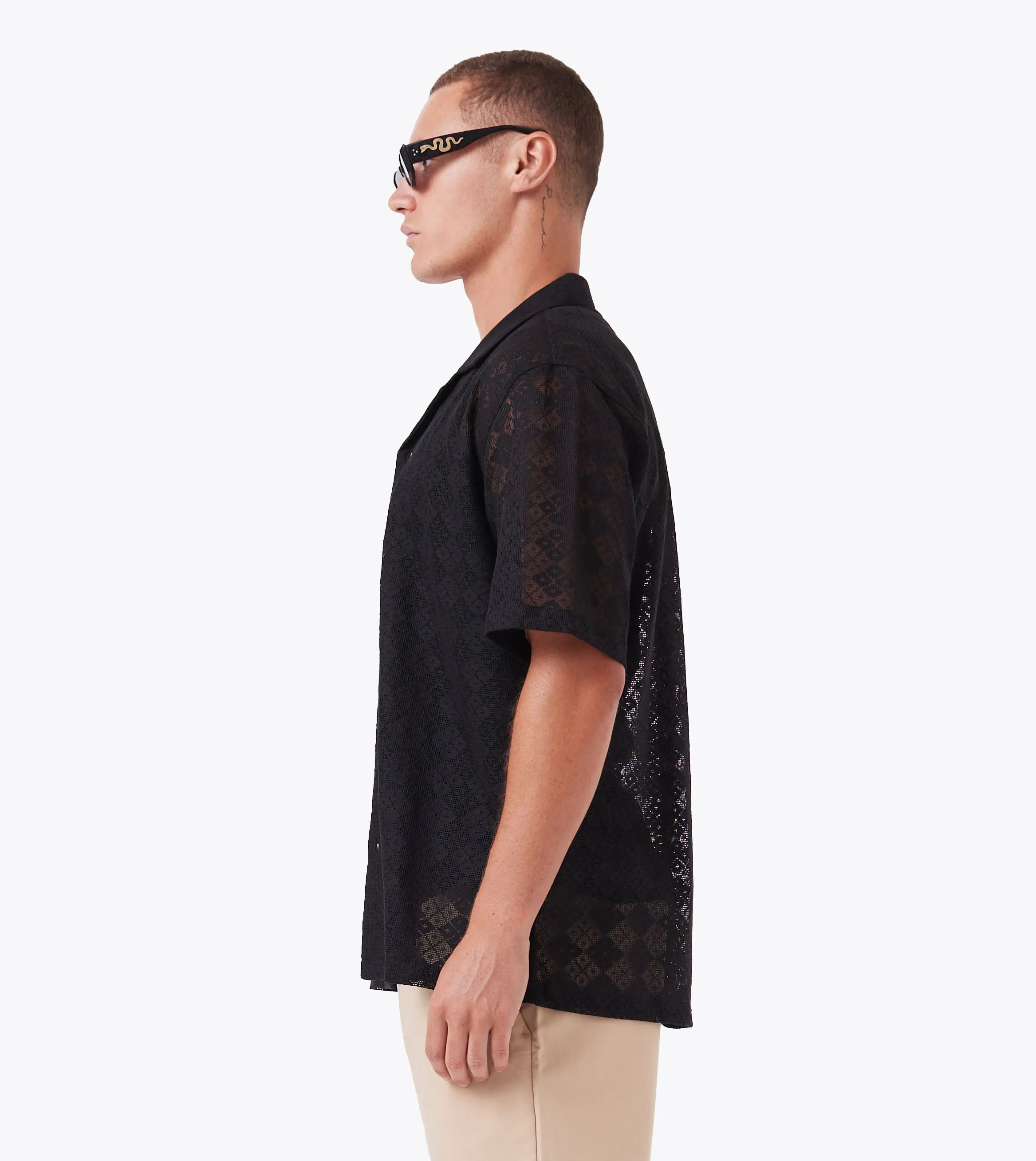 Lace Holiday SS Shirt Black