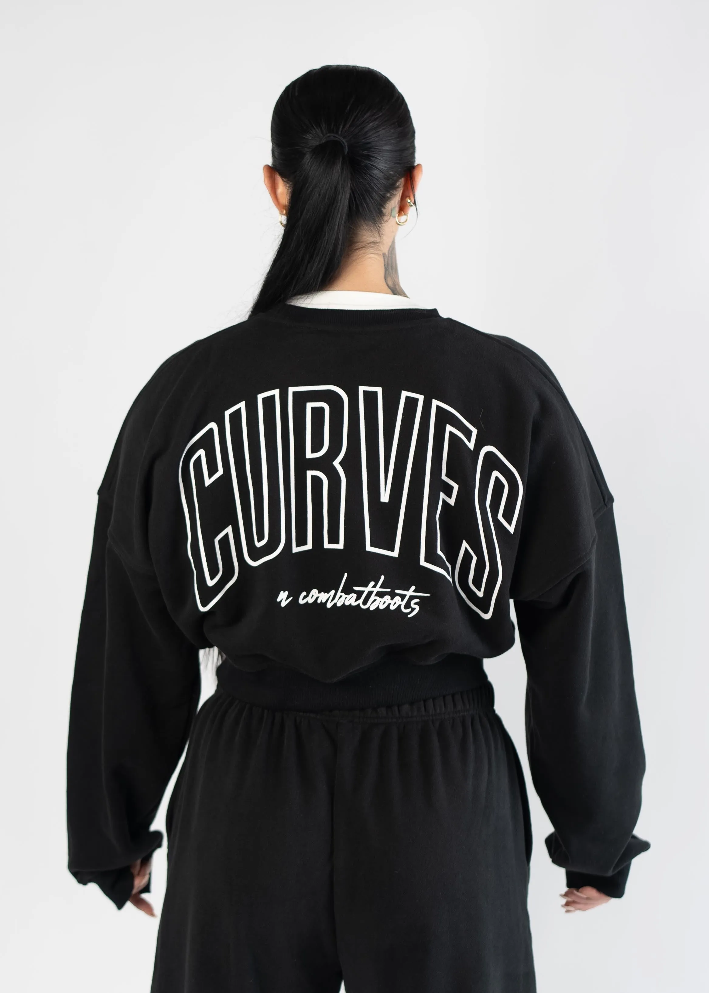 Lounge Cropped Crewneck | Black