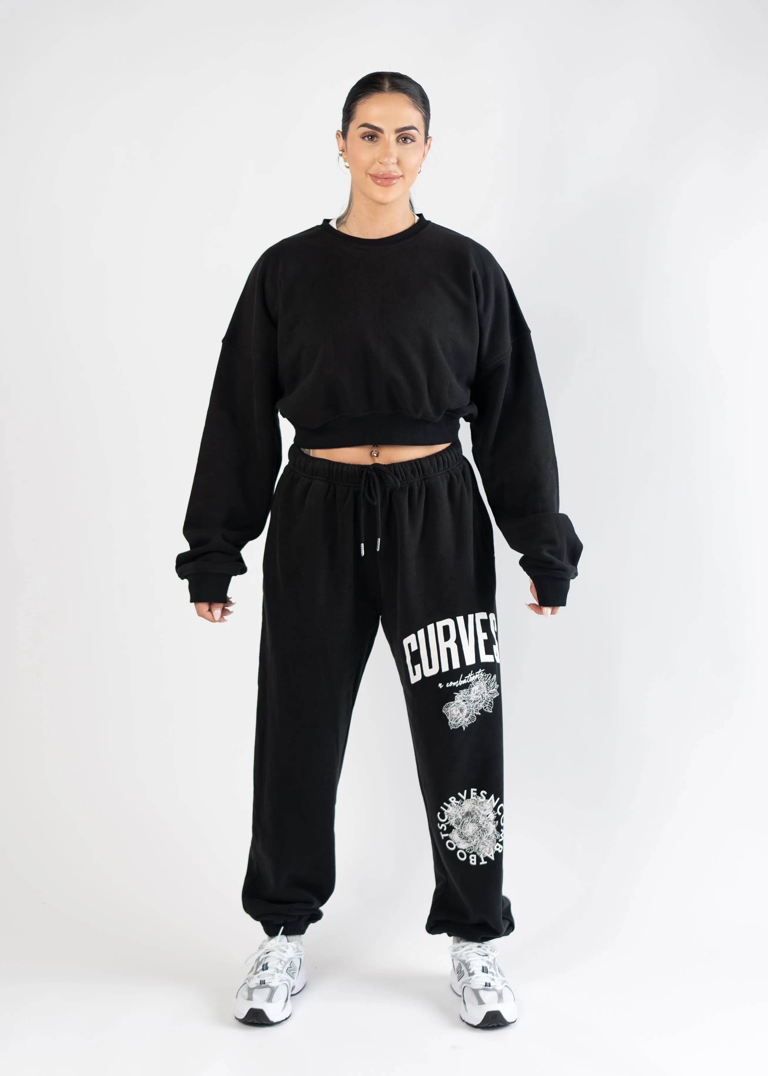 Lounge Cropped Crewneck | Black