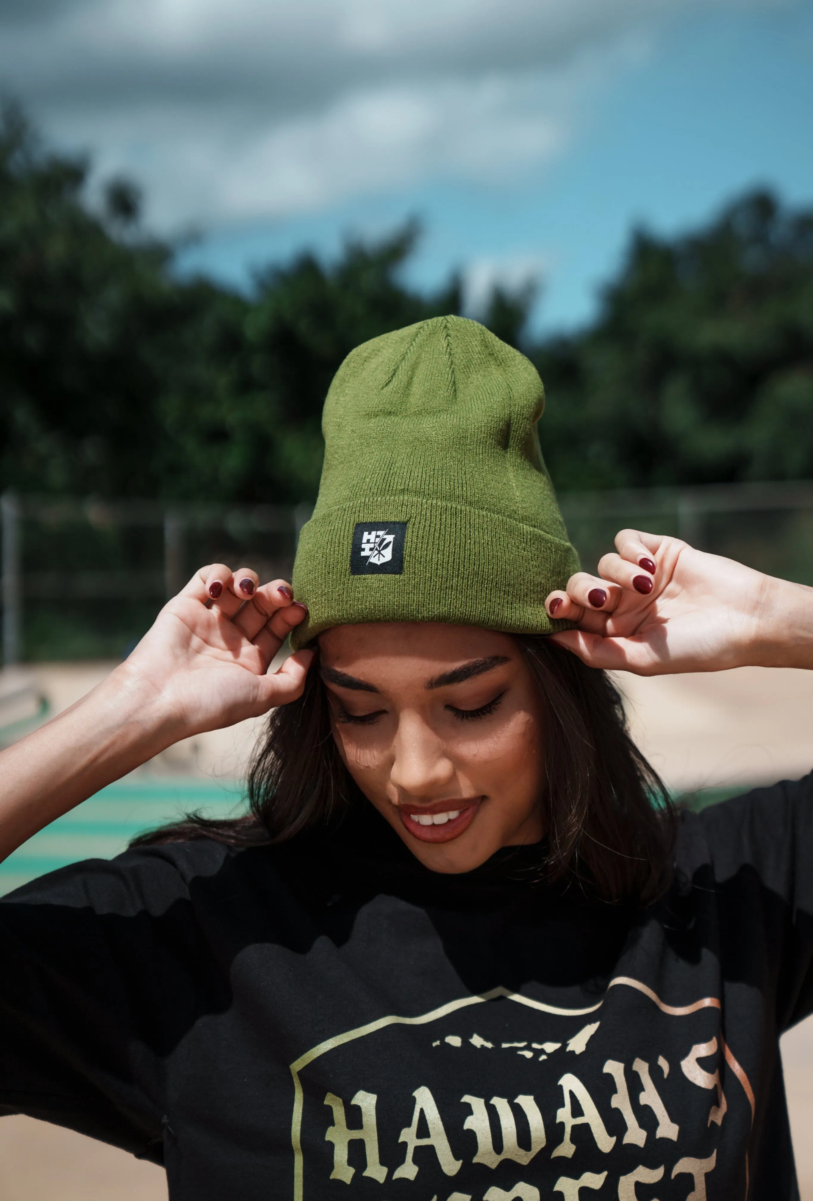 MILITARY SPLIT LOGO PATCH BEANIE (ALL SALES FINAL)