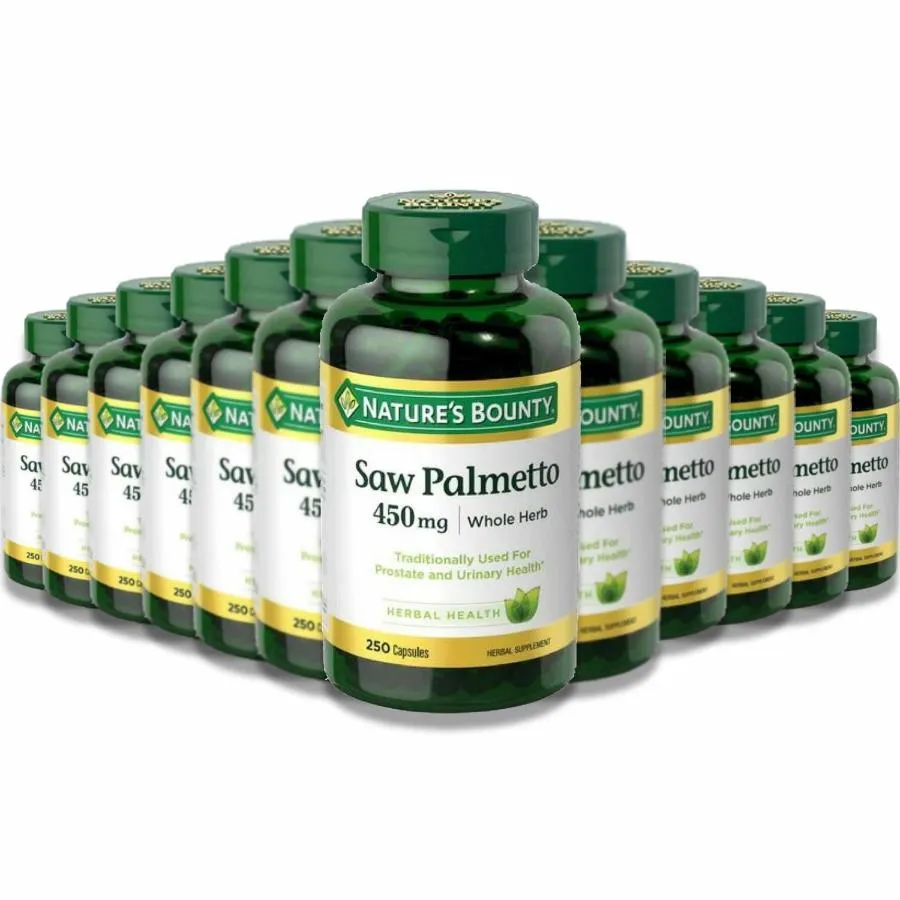 Nature's Bounty - Saw Palmetto, Herbal Health Supplement - 100 Capsules - 450 mg - 12 Pack