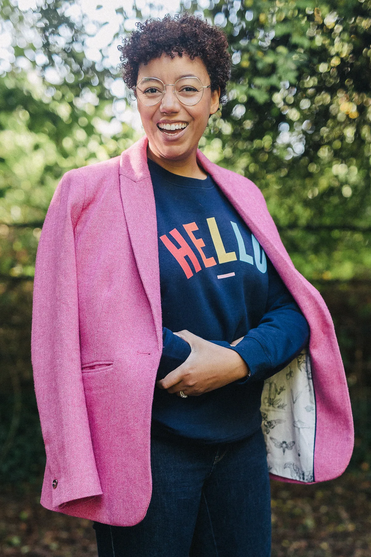 Navy Confetti Hello Sweatshirt