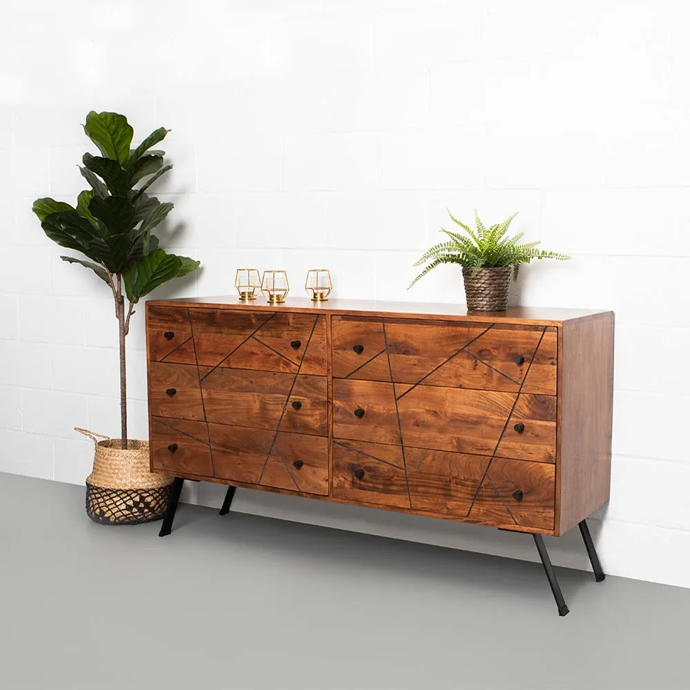 PALMA - Acacia 6-Drawer Dresser