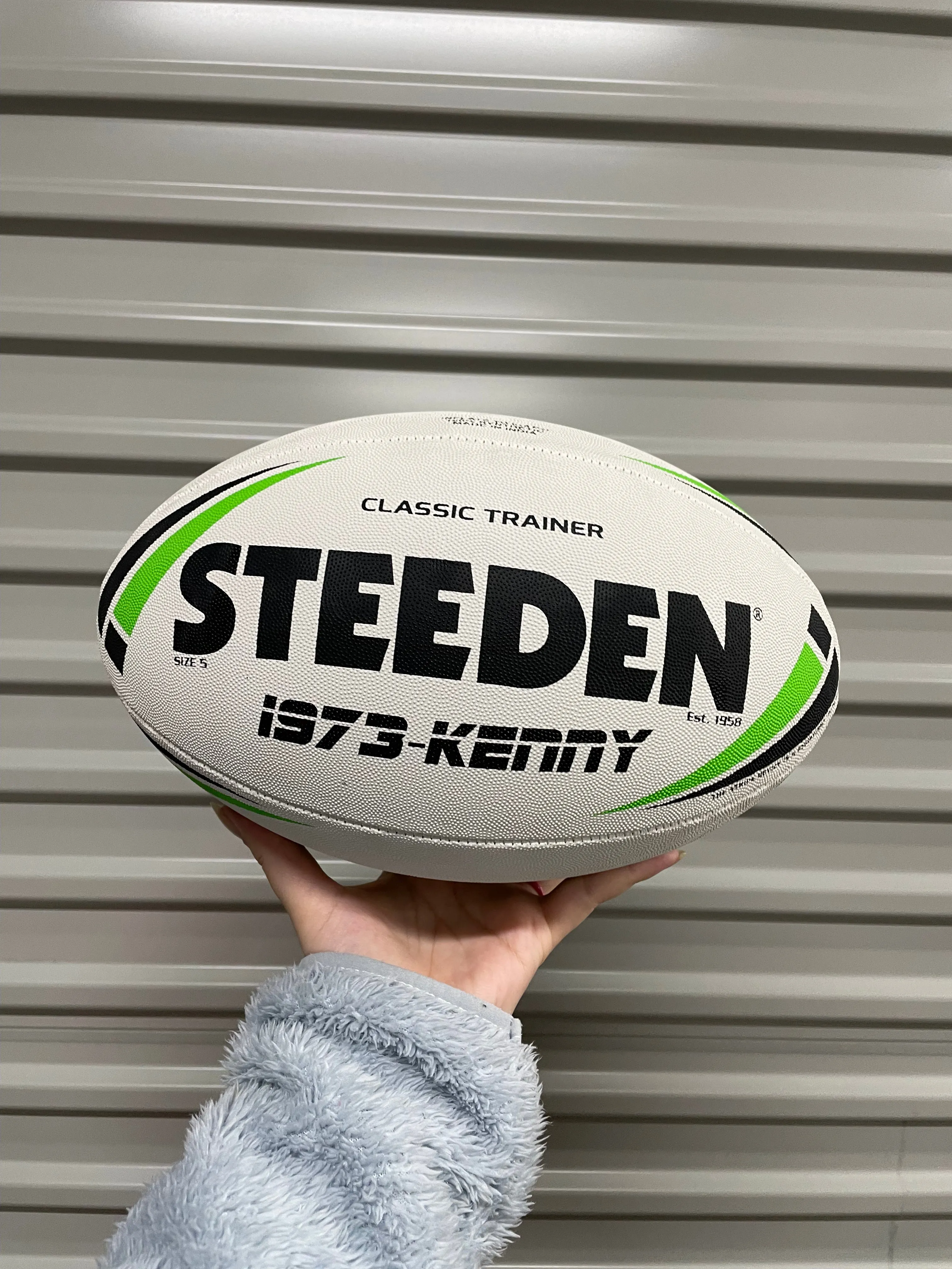 Personalised White Steeden Rugby League (size 5)