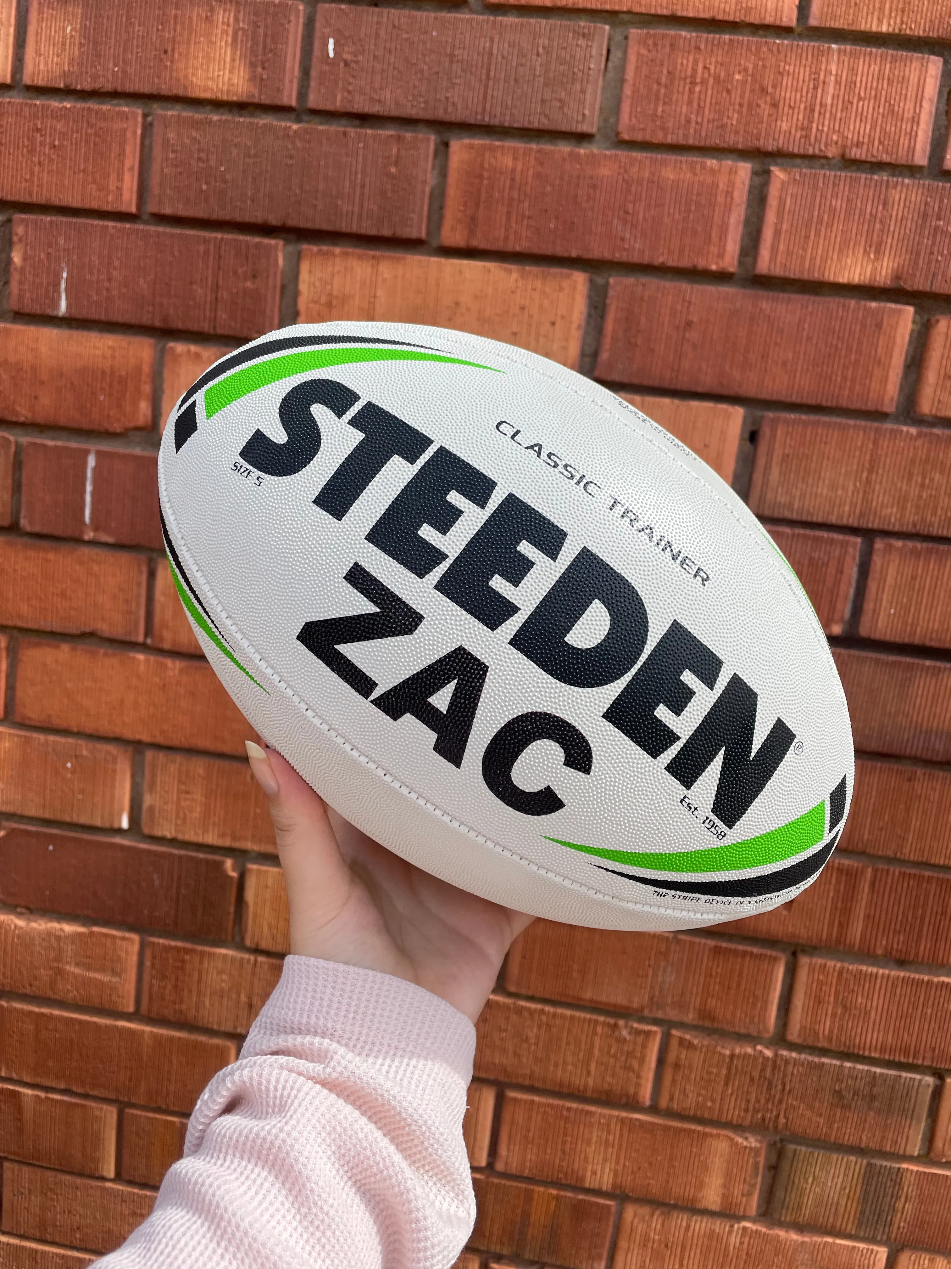 Personalised White Steeden Rugby League (size 5)