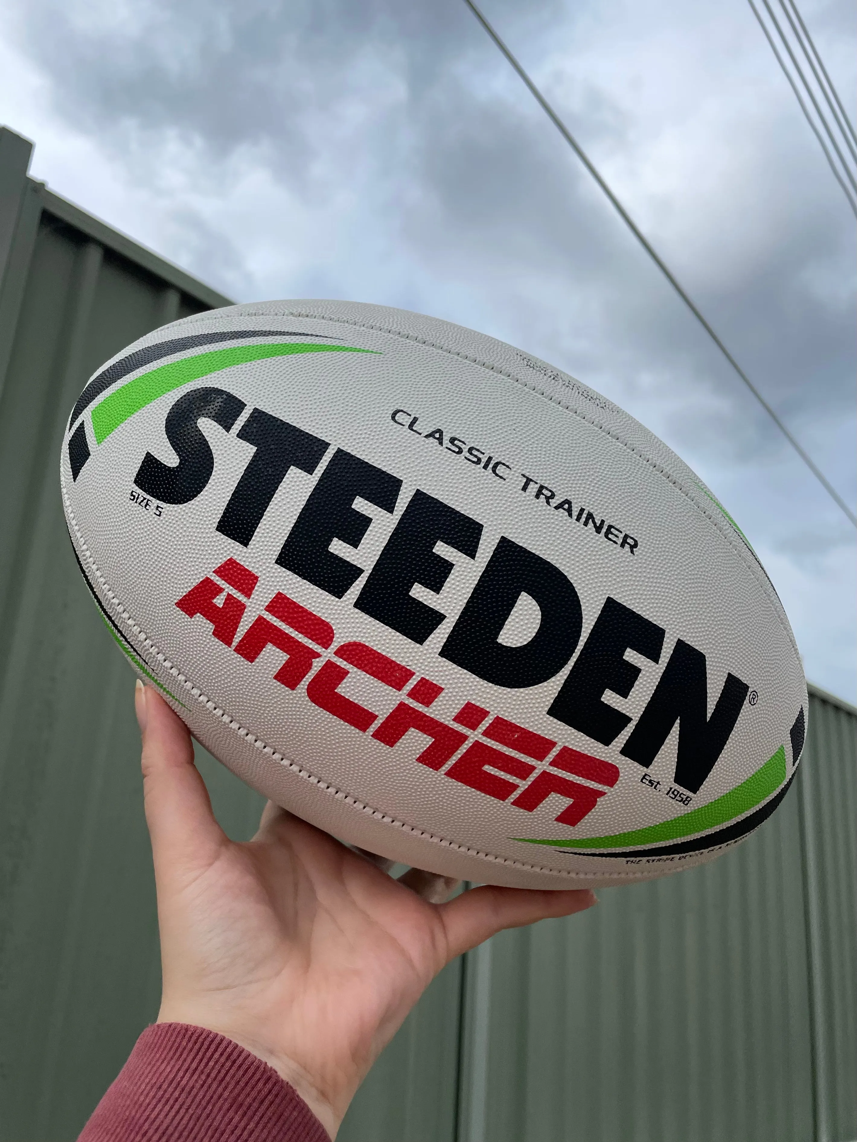 Personalised White Steeden Rugby League (size 5)