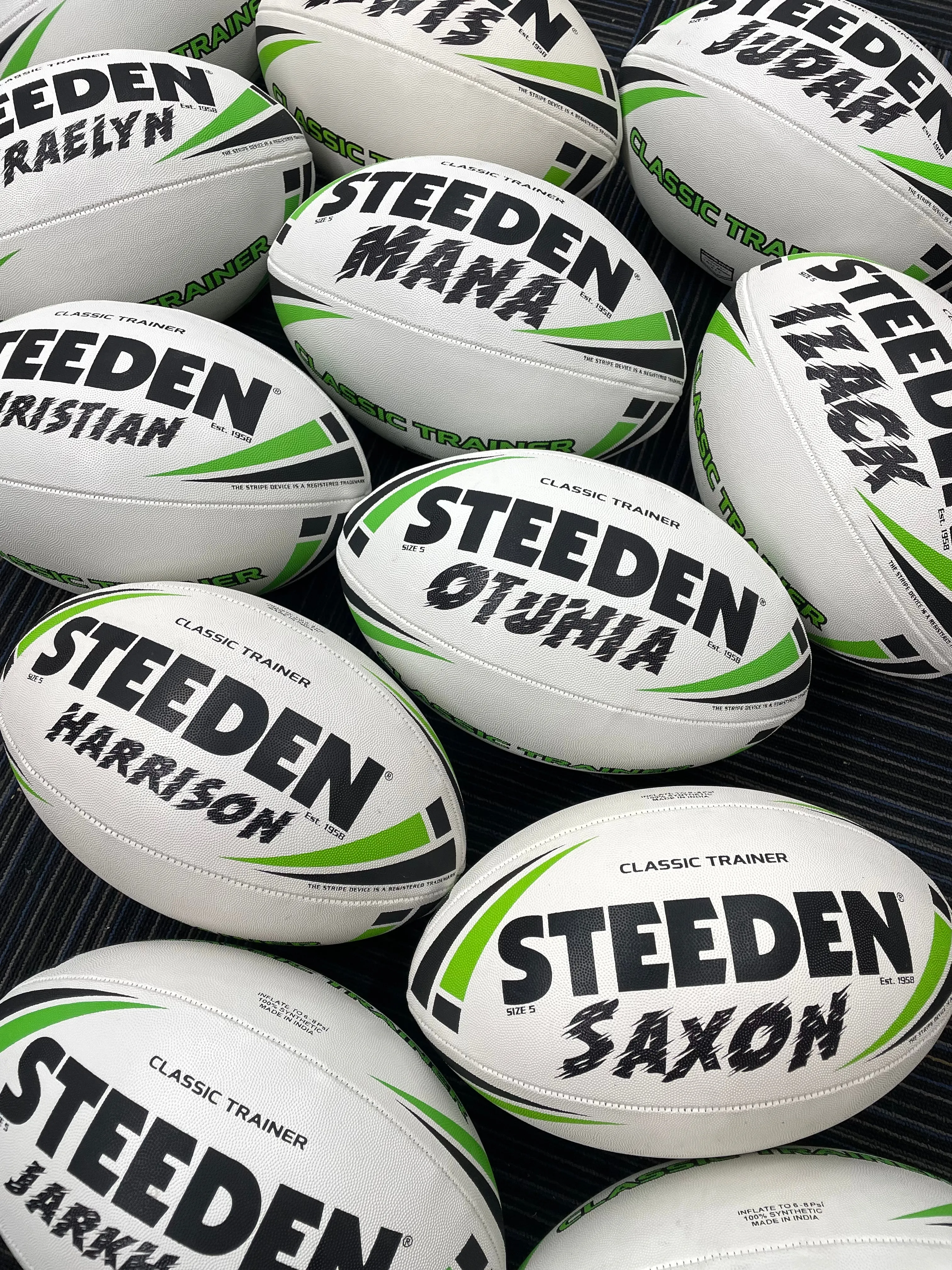 Personalised White Steeden Rugby League (size 5)