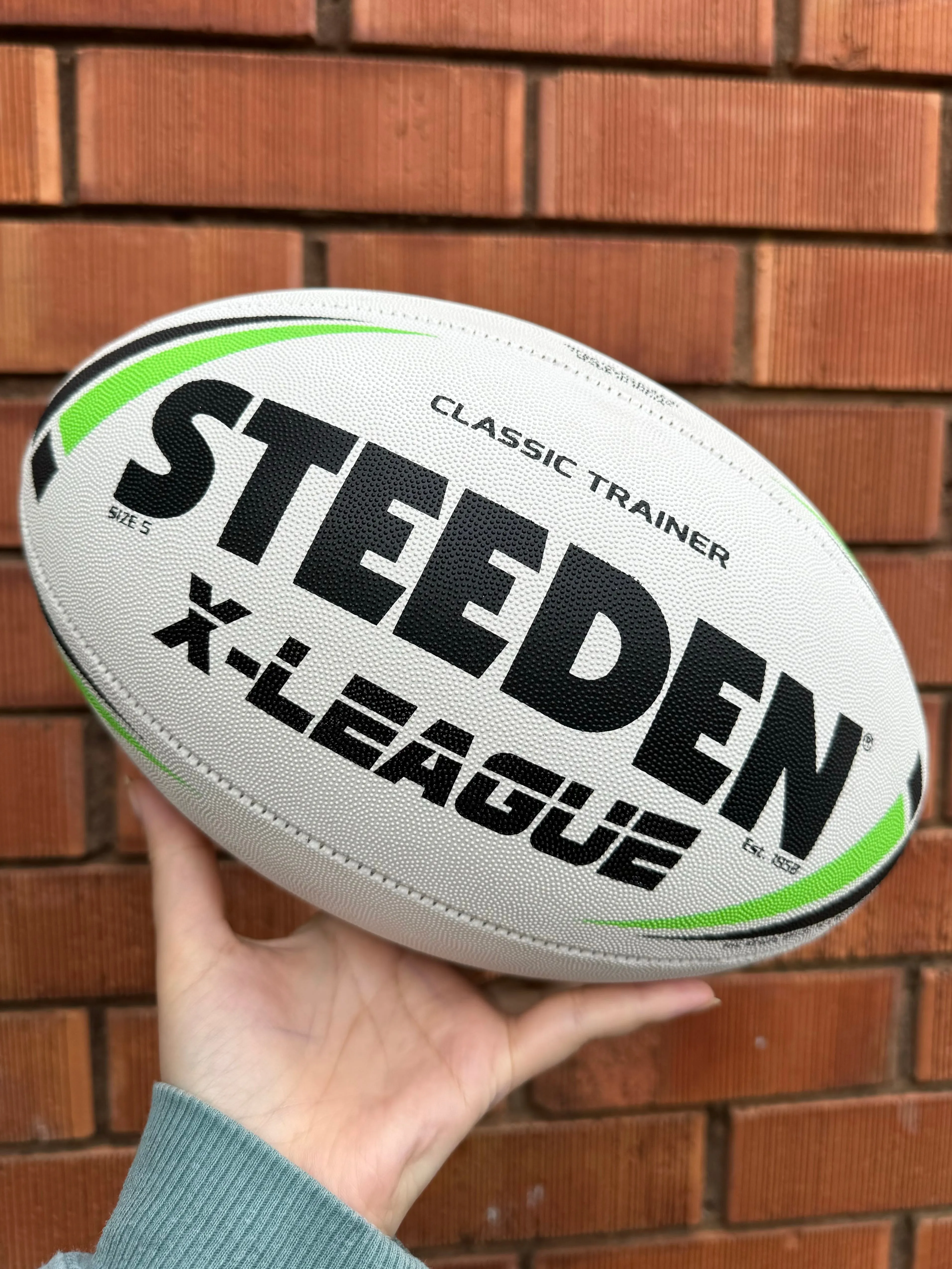 Personalised White Steeden Rugby League (size 5)