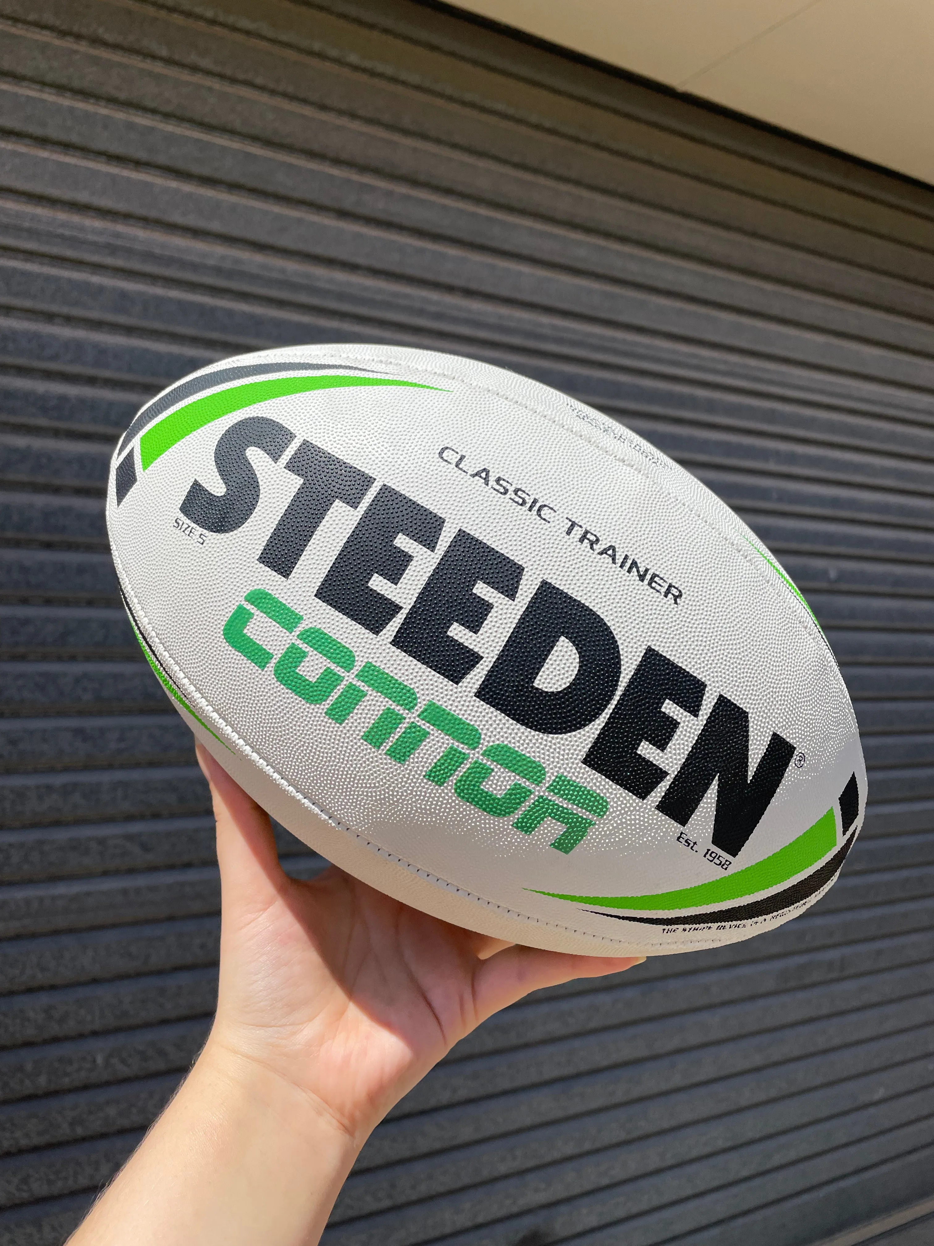 Personalised White Steeden Rugby League (size 5)