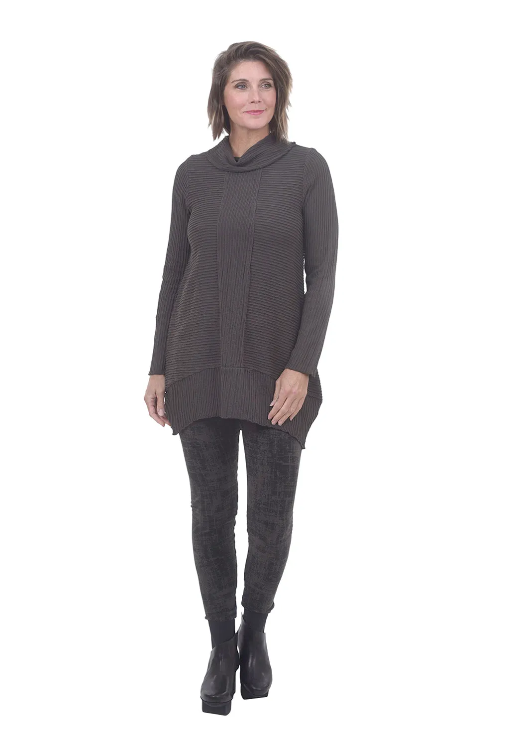 Pintuck Cotton Tunic, Dark Gray