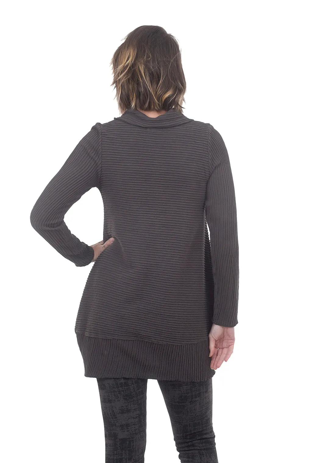 Pintuck Cotton Tunic, Dark Gray