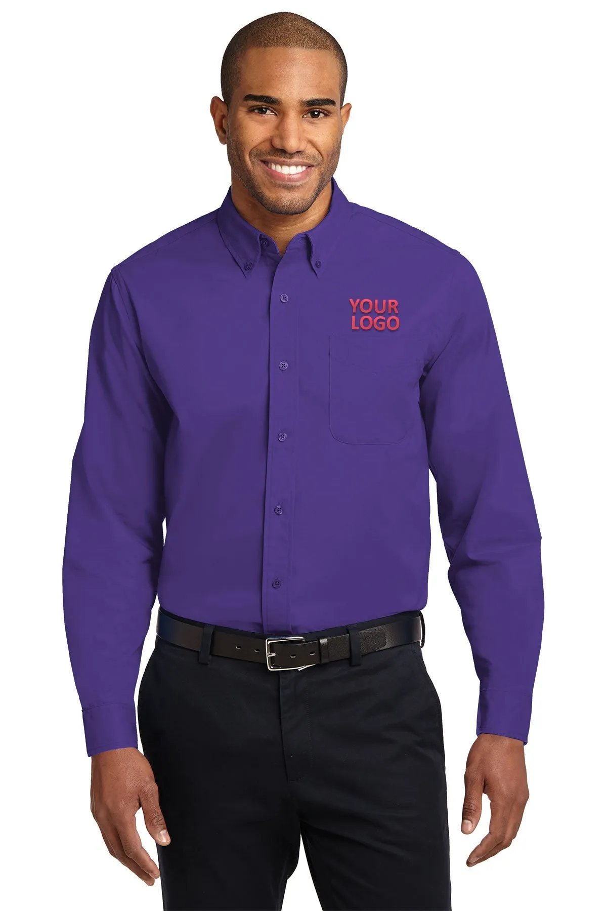 Port Authority Easy Care Custom Shirts, Purple/Light Stone