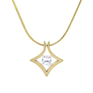 PT124G B.Tiff Natal 1 ct Princess Cut Gold Plated Stainless Steel Pendant Necklace