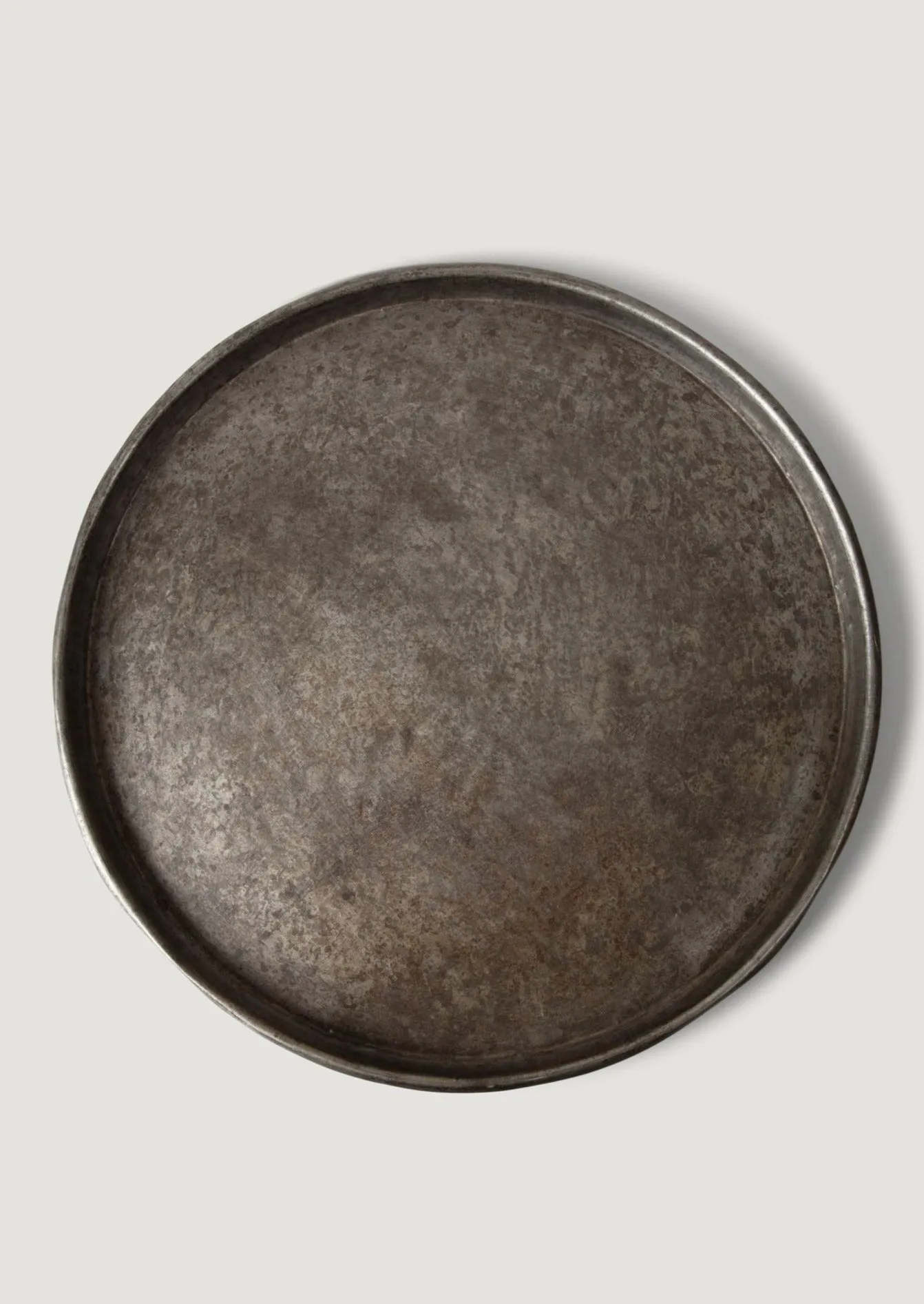 Recycled Steel Large Round Tray in Rustic Patina - 21"