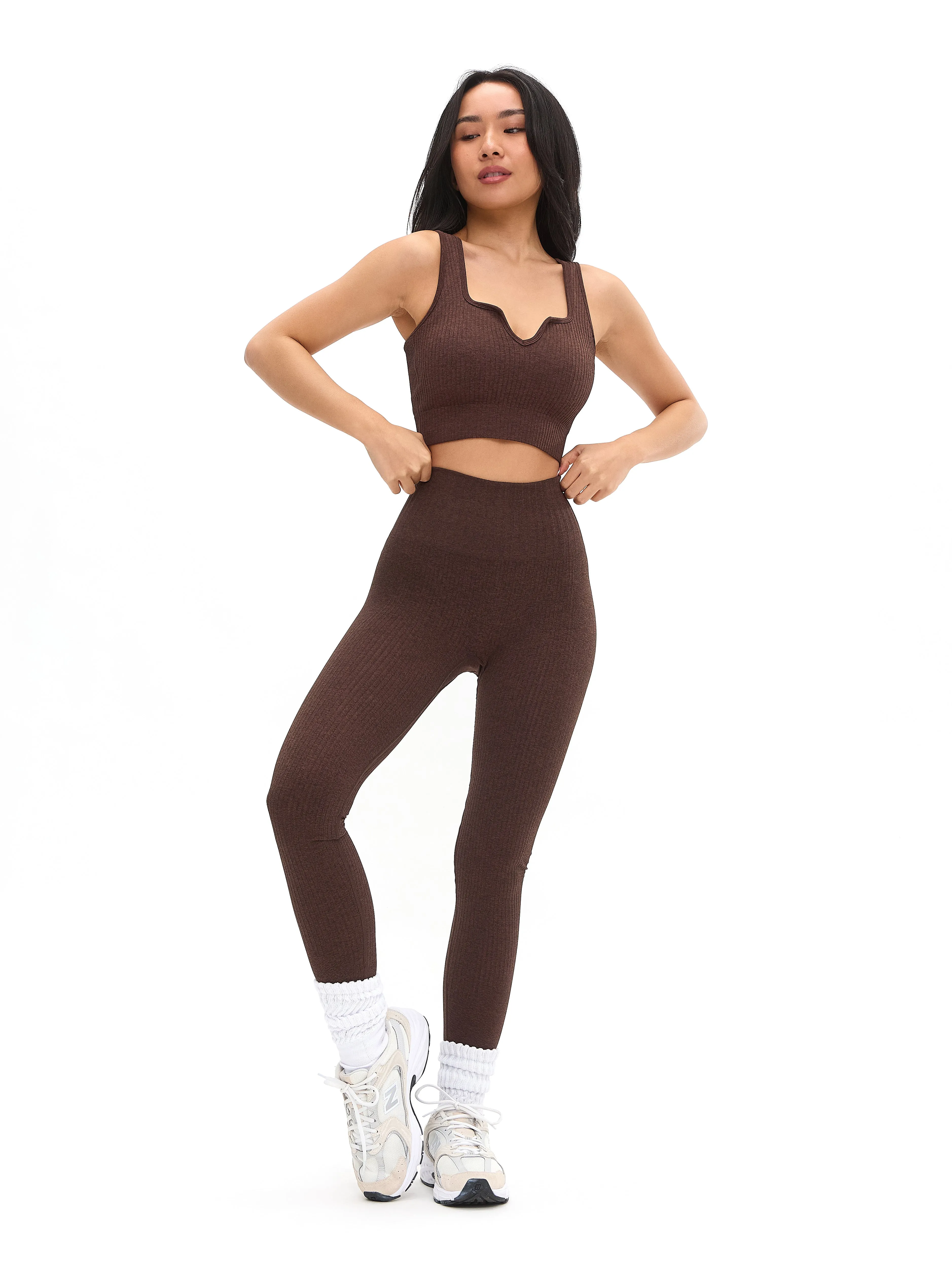 Ribbed Seamless Crop - Coffee