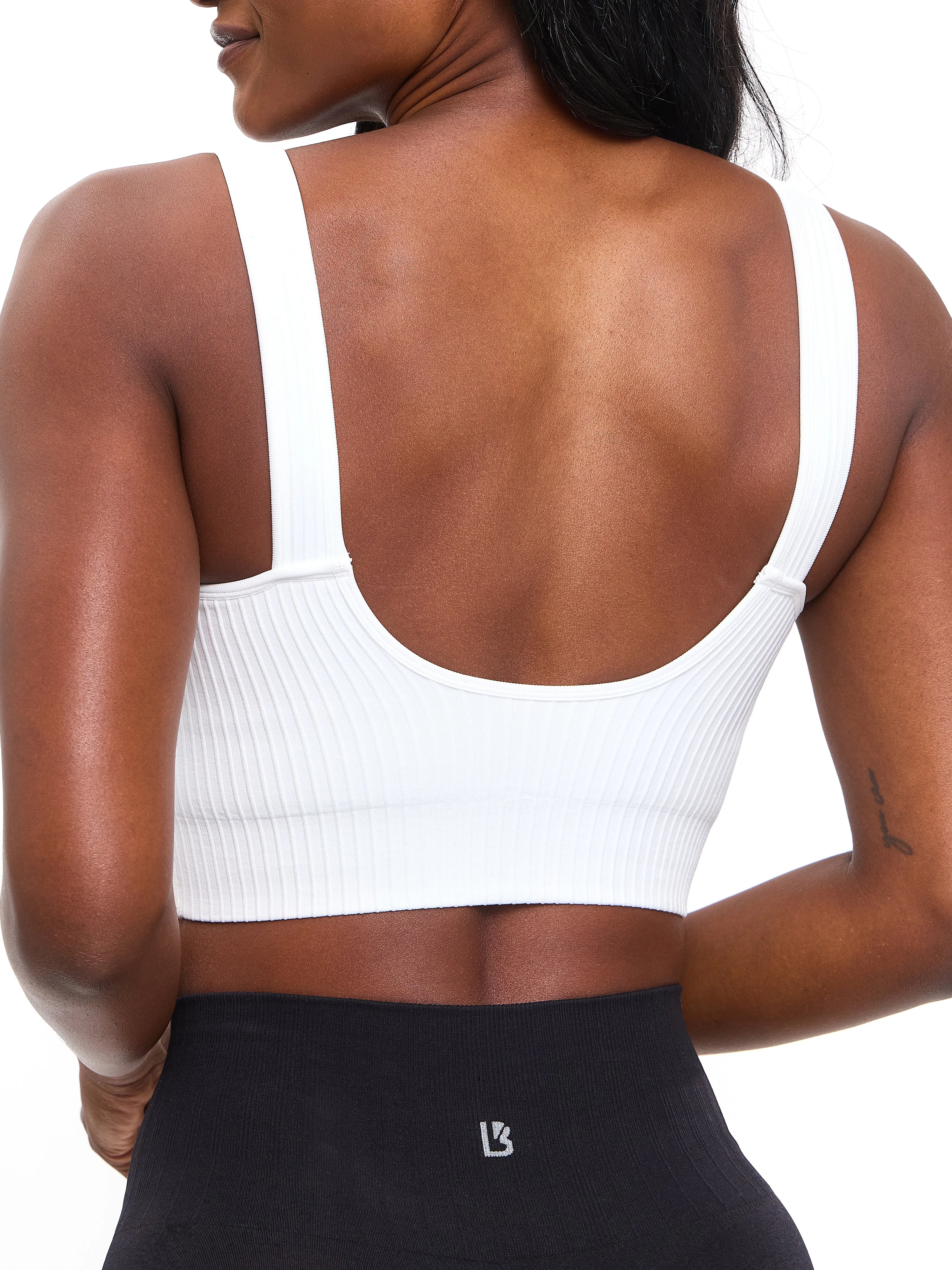 Ribbed Seamless Crop - White