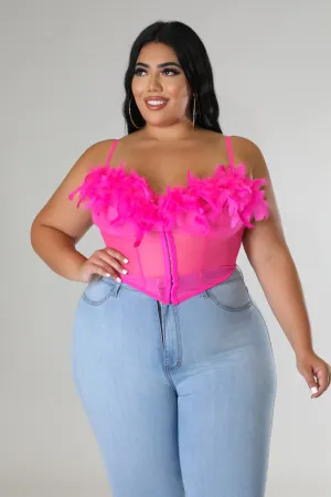 Royal Curves Hot Pink Strapless Sheer Corset Top