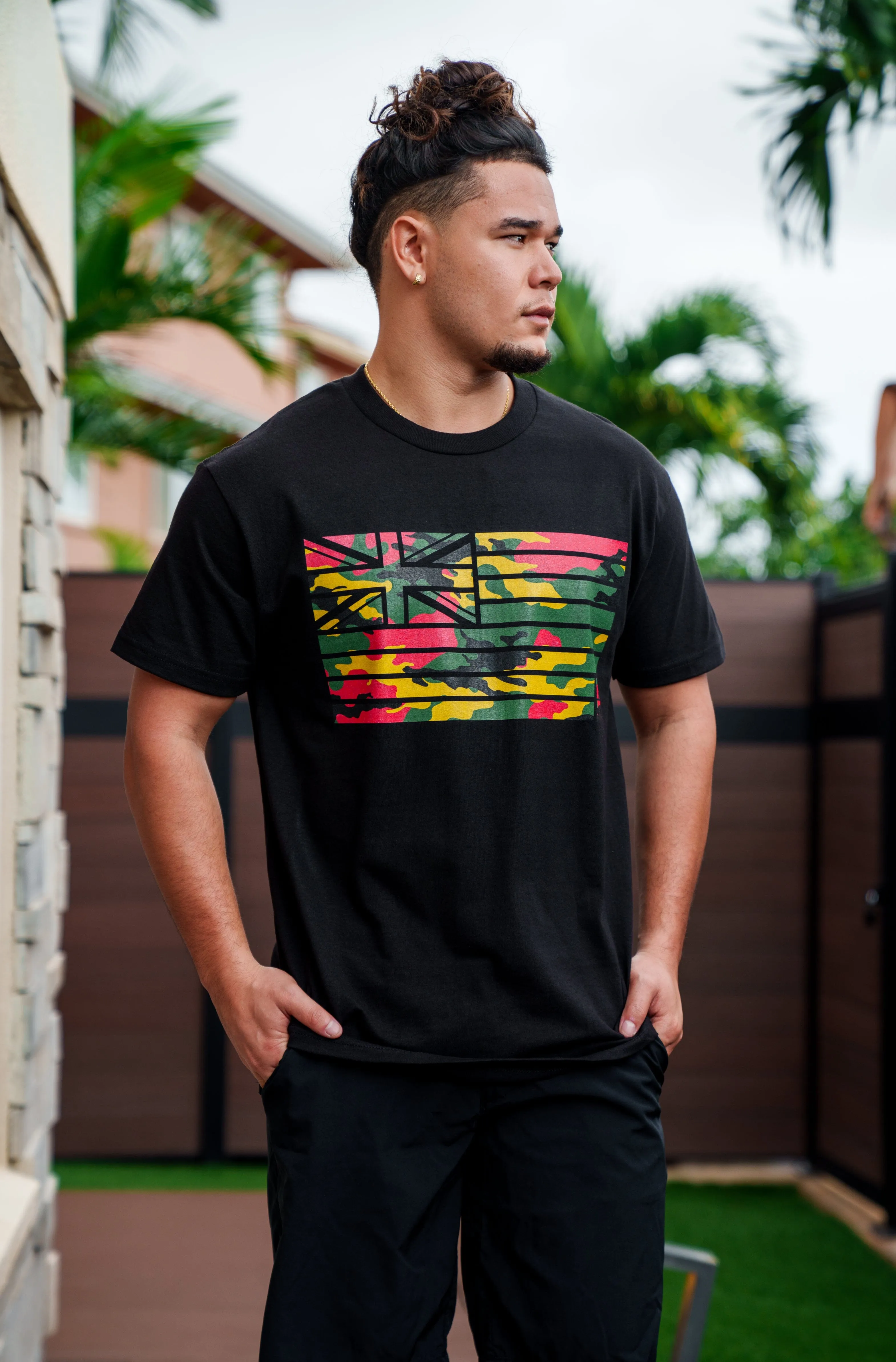 STEALTH FLAG RASTA T-SHIRT (ALL SALES FINAL)