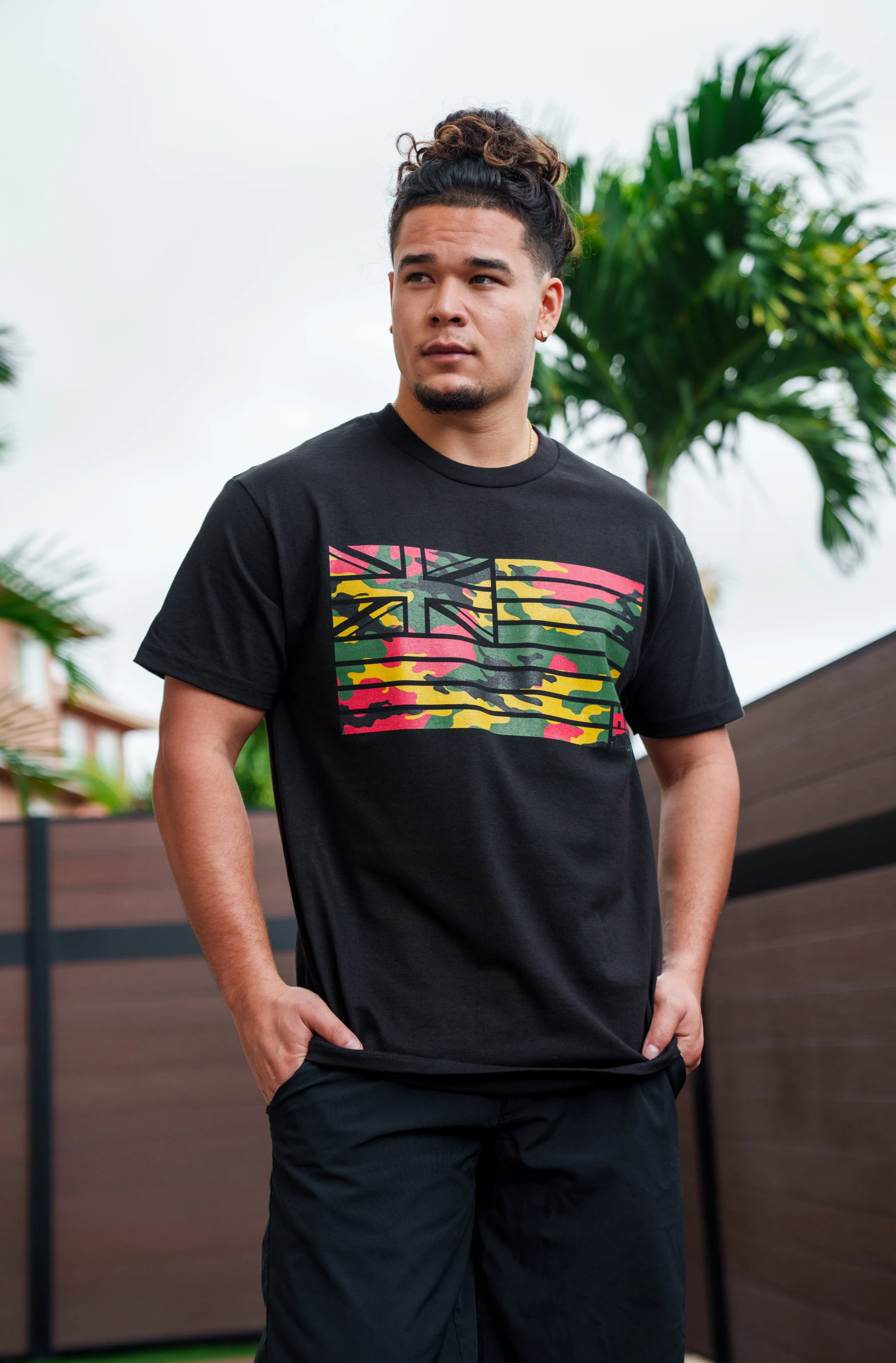 STEALTH FLAG RASTA T-SHIRT (ALL SALES FINAL)