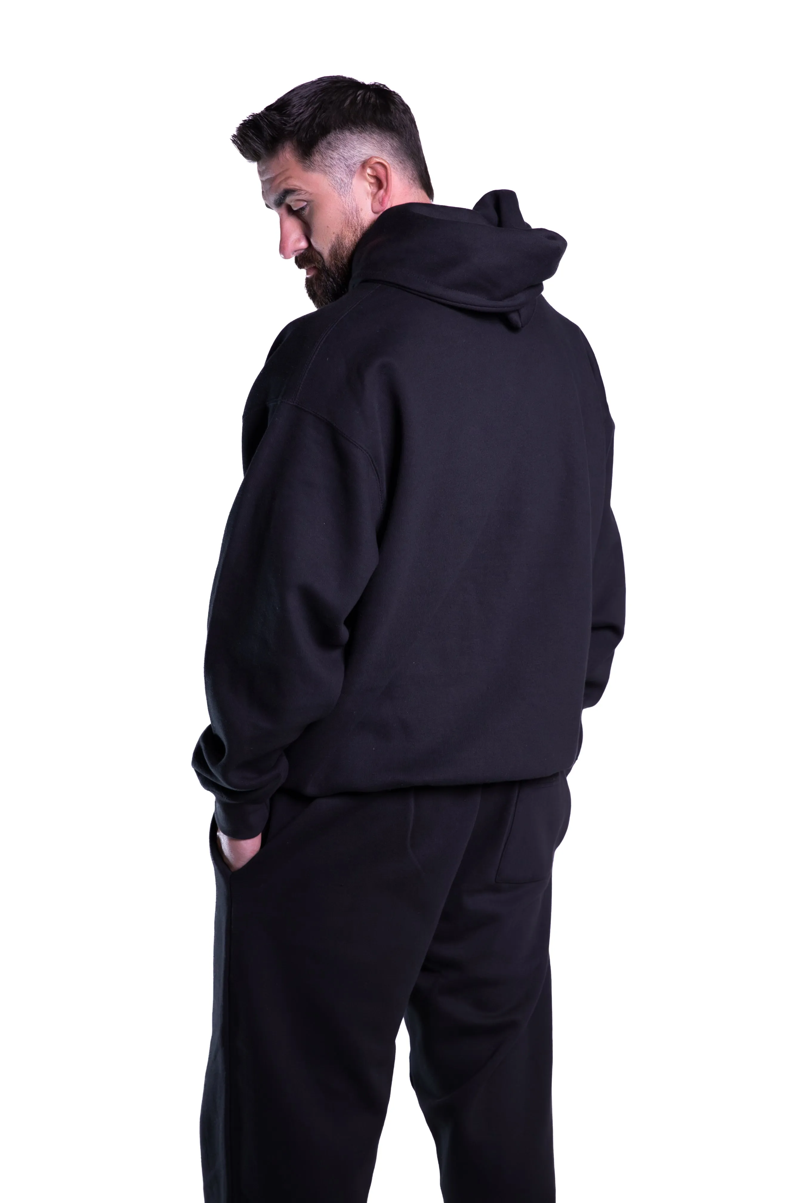 Unisex Inked Logo Embroidered Hoodie - Black