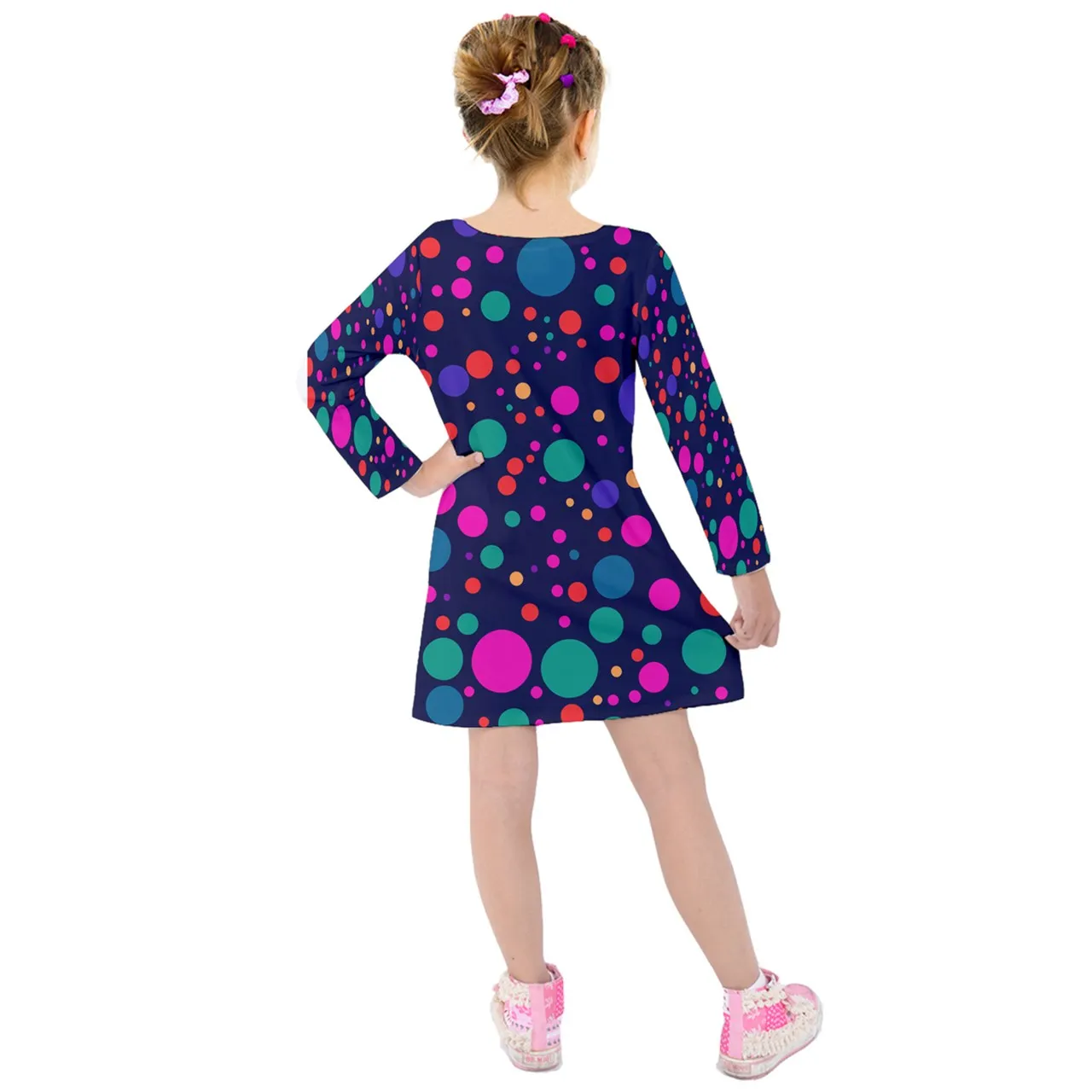 Vampire Art Christmas Bubbles Kids' Long Sleeve Velvet Dress