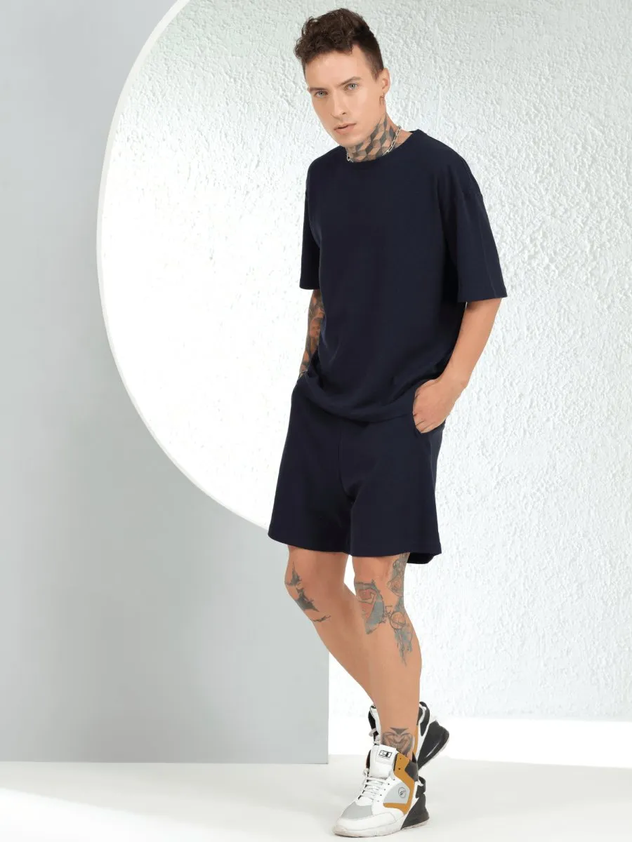 Waffle Oversized Navy Co-ords