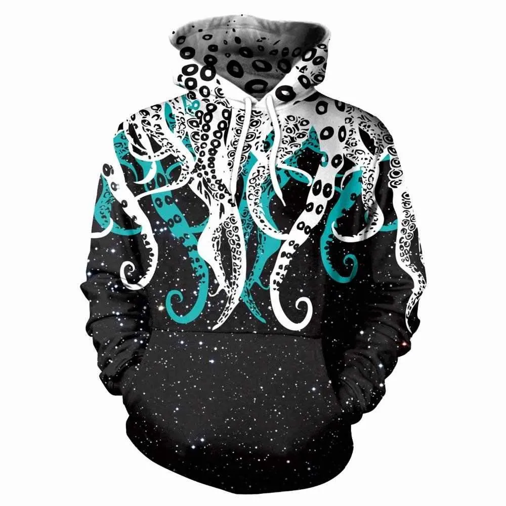 White Blue Tentacles Hoodie