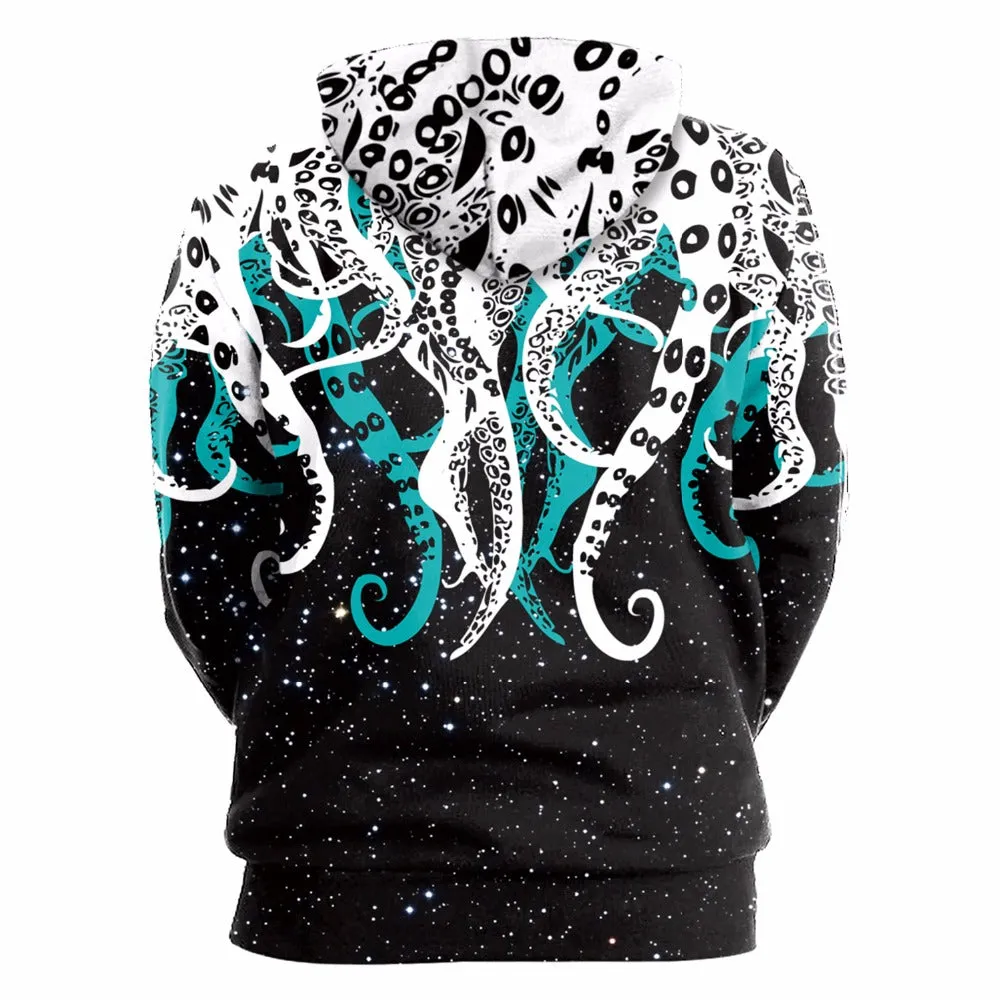 White Blue Tentacles Hoodie